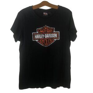 Harley Davidson T Shirt Size Large Crewneck Short Sleeve Moto Biker Black